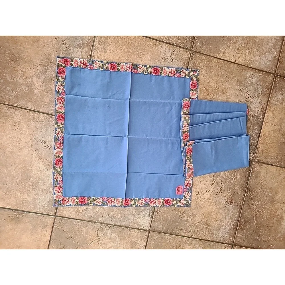 Pier 1 Imports FloralTrim 100% Cotton Napkins Set of 5 royal blue 20